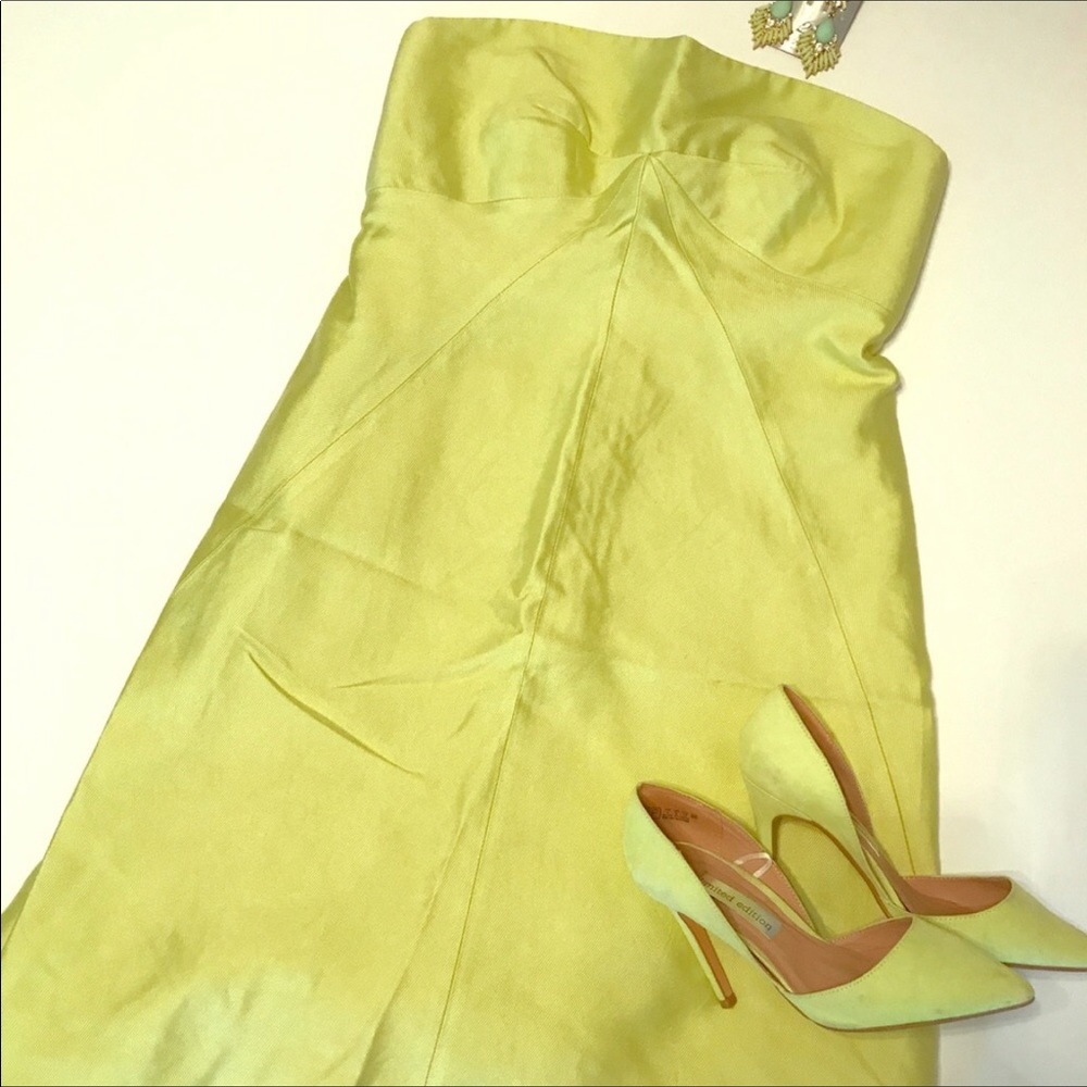 J.Crew Silk Strapless Lime Green Dress